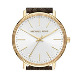 Michael Kors Pyper Quartz Silver Dial Brown Leather Strap Watch For Women - MK2857