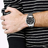 Fossil Grant Sport Chronograph Black Dial Silver Steel Strap Watch for Men - FS5236