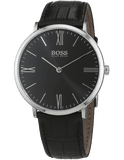 Hugo Boss Jackson Black Dial Black Leather Strap Watch for Men - 1513369