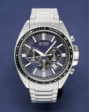Hugo Boss Driver Chronograph Blue Dial Silver Steel Strap Watch for Men - 1513081