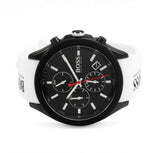 Hugo Boss Velocity Chronograph Black Dial White Rubber Strap Watch for Men - 1513718