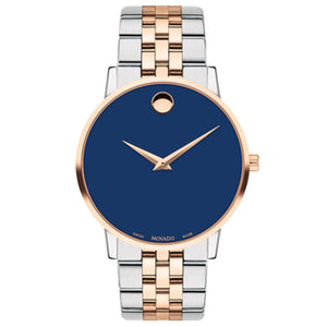 Movado Museum Classic Blue Dial Two Tone Steel Strap Watch for Men - 0607267