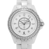 Chanel J12 Quartz Diamonds White Dial White Steel Strap Watch for Women - J12 H3110
