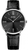 Hugo Boss Jackson Black Dial Black Leather Strap Watch for Men - 1513369