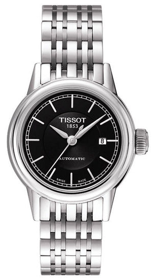 Tissot Carson Automatic Black Dial Silver Steel Strap Watch For Women - T085.207.11.051.00