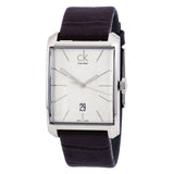 Calvin Klein Window Silver Dial Brown Leather Strap Watch for Men - K2M21126