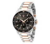 Maserati SFIDA Chronograph Black Dial Two Tone Steel Strap Watch For Men - R8873640002