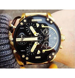 Diesel Mr Daddy 2.0 Chronograph Black Dial Gold Steel Strap Watch For Men - DZ7333