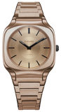 D1 Milano Square Champagne Gold Dial Gold Steel Strap Watch for Unisex - D1-SQBJ04
