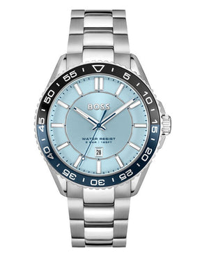 Hugo Boss Runner 3H Light Blue Dial Silver Steel Strap Watch for Men - 1514207