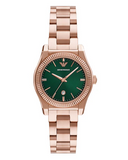 Emporio Armani Federica Analog Green Dial Rose Gold Steel Strap Watch for Women - AR11639