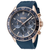 Hugo Boss Runner Chronograph Blue Dial Blue Silicone Strap Watch for Men - 1514169
