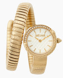 Just Cavalli Enchanting White Dial Gold Steel Strap Watch for Women - JC1L301M0025