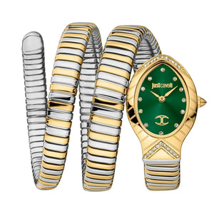 Just Cavalli Classico Lungo Green Dial Two Tone Steel Strap Watch for Women - JC1L248M0065