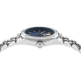 Versace V-Code Analog Blue Dial Silver Steel Strap Watch for Women - VE8I00324