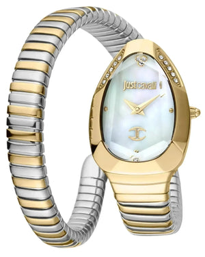 Just Cavalli Serpente Metallica Mother of Pearl Dial Two Tone Steel Strap Watch for Women - JC1L208M0065