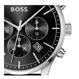 Hugo Boss Avery Chronograph Black Dial Black Leather Strap Watch for Men - 1514211