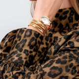 Just Cavalli Classico Lungo White Dial Gold Steel Strap Watch for Women - JC1L248M0025