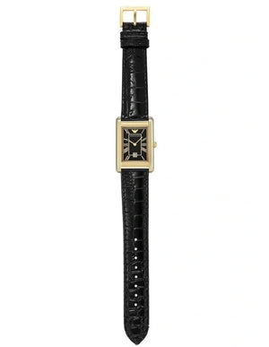 Emporio Armani Gino Black Dial Black Leather Strap Watch for Men - AR11666