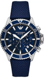 Emporio Armani World Explorer Chronograph Blue Dial Blue Nylon Strap Watch for Men - AR11588