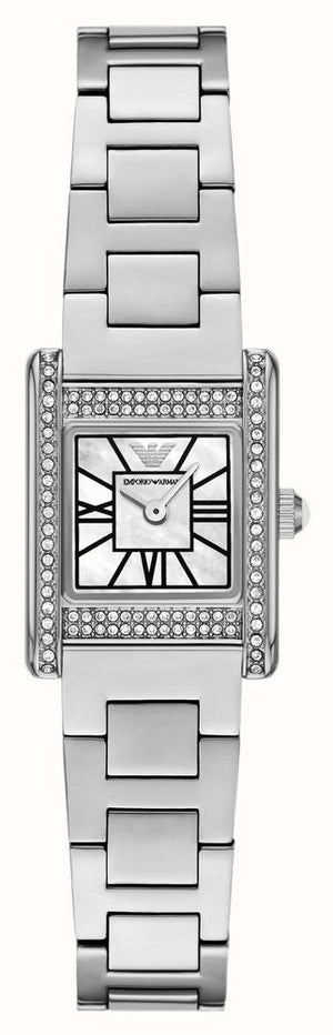 Emporio Armani Genni Analog Mother of Pearl Dial Silver Steel Strap Watch for Women - AR11662