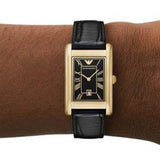 Emporio Armani Gino Black Dial Black Leather Strap Watch for Men - AR11666
