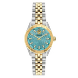 Versace V-Code Analog Turquoise Dial Two Tone Steel Strap Watch for Women - VE8I00524