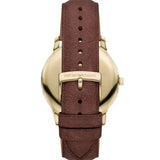 Emporio Armani Minimalist Quartz Gold Dial Brown Leather Strap Watch for Men - AR11610