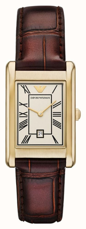 Emporio Armani Gino White Dial Brown Leather Strap Watch for Men - AR11665