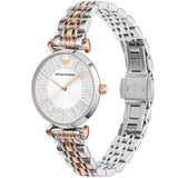 Emporio Armani Gianni T Bar Silver Dial Two Tone Steel Strap Watch for Women - AR11537