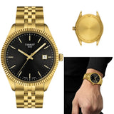 Tissot Ballade Quartz Black Dial Gold Steel Strap Watch for Men - T156.410.33.051.00