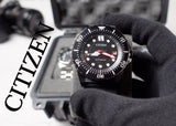 Citizen Mechanical Automatic Black Dial Black Rubber Strap Watch for Men - NJ0125-11E