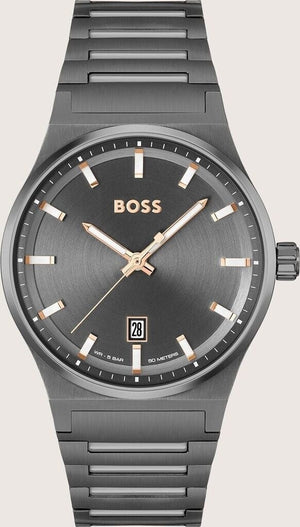Hugo Boss Candor Grey Dial Grey Steel Strap Watch for Men - 1514078