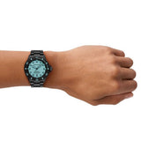 Emporio Armani Sea Explorer Turquoise Blue Dial Black Steel Strap Watch for Men - AR60084