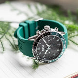 Hugo Boss Runner Chronograph Black Dial Green Silicone Strap Watch for Men - 1514246