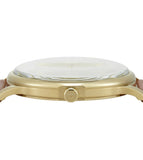 Emporio Armani Minimalist Quartz Gold Dial Brown Leather Strap Watch for Men - AR11610