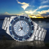 Citizen Mechanical Automatic Blue Dial Silver Steel Strap Watch for Men - NJ0178-81M