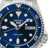 Seiko 5 Sports SKX Street Denim Blue Dial Silver Steel Strap Watch for Men - SRPL77K1