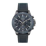 Hugo Boss Troper Chronograph Blue Dial Blue Leather Strap Watch for Men - 1514056