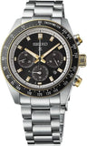 Seiko Prospex Speedtimer Solar Chronograph Black Dial Silver Steel Strap Watch for Men - SSC941