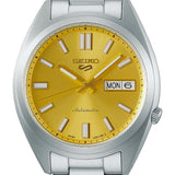 Seiko 5 Sports Automatic Gold Dial Silver Steel Strap Watch for Men - SRPL59K1