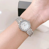 Emporio Armani Alpha Mother of Pearl Dial Silver Steel Strap Watch for Women - AR1803