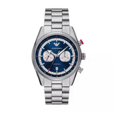 Emporio Armani Racer Chronograph Blue Dial Silver Steel Strap Watch for Men - AR11676