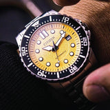 Citizen Mechanical Automatic Yellow Dial Silver Steel Strap Watch for Men - NJ0170-83Z