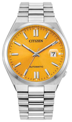 Citizen Tsuyosa Automatic Yellow Dial Silver Steel Strap Watch for Men - NJ0150-56Z