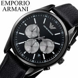 Emporio Armani Antonio Chronograph Black Dial Black Leather Strap Watch for Men - AR11583