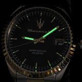 Maserati Competizione Black Dial Two Tone Steel Strap Watch for Men - R8853100042