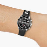 Hugo Boss Runner Chronograph Black Dial Black Silicone Strap Watch for Men - 1514141