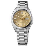Seiko 5 Sports Automatic Gold Dial Silver Steel Strap Watch for Men - SRPL59K1