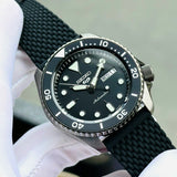 Seiko 5 Sports SKX Series Automatic Black Dial Black Silicone Strap Watch for Men - SRPD65K2